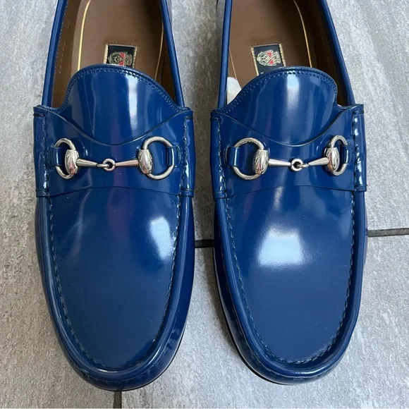 Gucci 1953 Special Edition Horsebit Royale Blue Smooth Leather Loafers MEN’S 8.5 - Picture 10 of 11